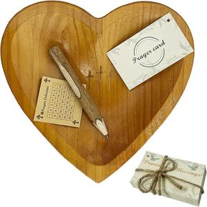 Bol de prière en bois religieux chrétien congrégation cadeau avec cartes coeur bol de prière cadeaux chrétiens bol de pâte de prière en bois - Product Image 4