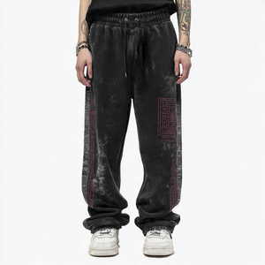 Pantalons de survêtement pour hommes, style streetwear, vintage, délavé, imprimé avec broderie DTG, patchs, molleton, style varsity, logos OEM - Product Image 5