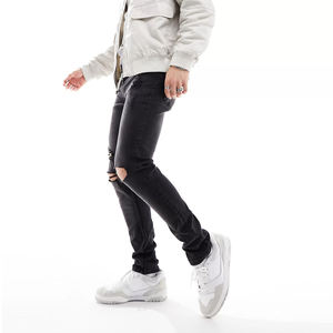 <b>Top</b> Quality Amiry Jeans Patch Denim Baggy Print Streetwear Distressed Ripped Slim Fit Custom American Men's Denim Jeans - Product Image 3