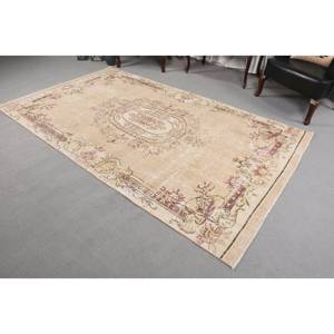 พรมขนสัตว์ตุรกีสีเบจ5.2 x 9.1ft คลาสสิกดีไซน์แบบเย็บปะติดปะต่อกันสำหรับห้องนั่งเล่นห้องนอนสี่เหลี่ยมพรมยาง - Product Image 2