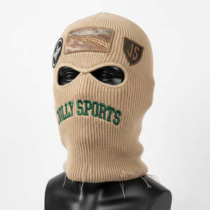 Balaclava de haute qualité en tissu tricoté 330 GSM, chaud, doux, extensible, couleur beige, broderie, logo personnalisé, balaclava pour hommes - Product Image 3