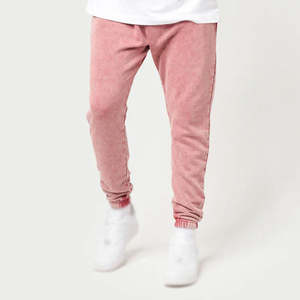 Pantalon pour hommes lavé à l'acide à taille élastique en tissu de coton personnalisé pantalon de survêtement de style de rue surdimensionné pour un usage décontracté - Product Image 2