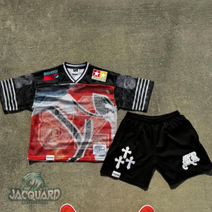 Ensemble short deux pièces en maille de jersey personnalisé pour hommes ensemble short et chemise vêtements pour hommes ensemble de shorts d'été - Product Image 2