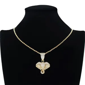 Collar con Colgante de Elefante Personalizado con Logotipo, Chapado en Oro de 18k, Estilo Hiphop, Joyería de Animales Plateada para Hombre, Venta al Por Mayor - Product Image 6