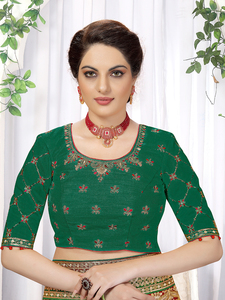 Trendmalls - Sari de Satén Color Limón para Mujer, Pieza de Blusa Sin Coser (K919-Amarillo), Ropa India y Pakistaní, Estilo Fiesta, Boda - Product Image 5