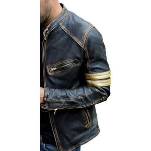 Veste Moto en Cuir Noir pour Homme-Vintage Biker Cafe Racer Real Lambskin Black Mens Motorcycle Jackets - Product Image 5