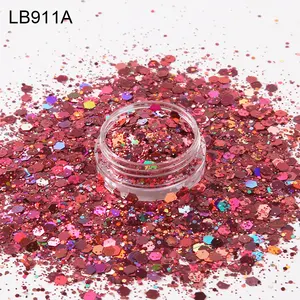 Pó de glitter holográfico, granel, cosmético, granel, atacado, popular, mix, vermelho, glitter