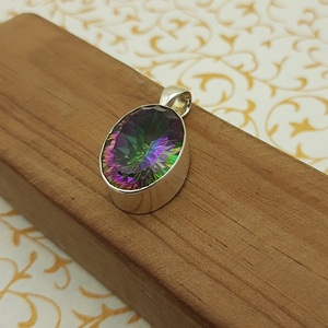 Colgante de topacio místico facetado de Plata de Ley 925 con diamante elegante diseño de joyería de piedras preciosas únicas encanto deslumbrante - Product Image 6