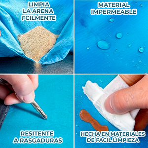 Telo da Spiaggia in PVC Resistente 210 X 200 cm, Idrorepellente, Antisabbia, Impermeabile, Pieghevole, Include 4 Picchetti per Attività all'Aperto - Product Image 4