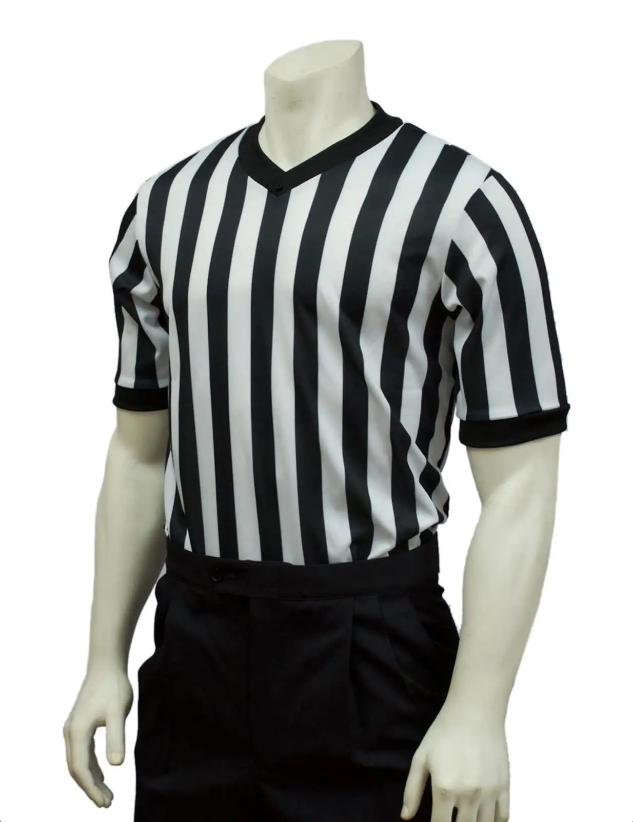 आरामदायक कपड़े बास्केटबॉल फुटबॉल वॉलीबॉल रेफरी वर्दी रेफरी वर्दी वी-गर्दन काले सफेद धारीदार रेफरी शर्ट