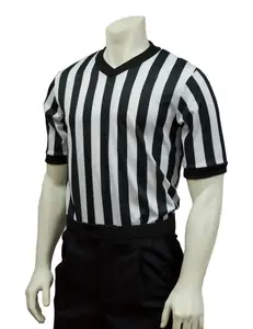 ملابس مريحة لكرة السلة كرة الطائرة الحكام الرسمي زي رسمي رقبة-V قمصان الحكام ذات الخطوط الأبيض والأسود