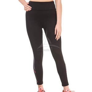 Taille haute décontracté respirant solide haute qualité Spandex/Polyester couleur personnalisée Design pleine longueur Legging pour femmes fabriqué - Product Image 3