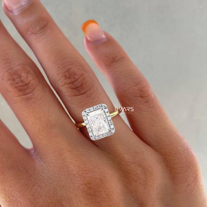 แหวนเพชรทรงเรเดียนท์ 3 กะรัต ดีไซน์ดับเบิ้ลฮาโล ทองคำแท้ 18K ความใส VVS สี F รับรองโดย IGI ผู้จัดจำหน่ายขายส่ง - Product Image 5