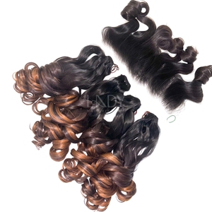 Extensions de cheveux humains vietnamiens de couleur personnalisée rebondissant pour bébé de la plus haute qualité 4 faisceaux et 1 ensemble frontal - Product Image 2