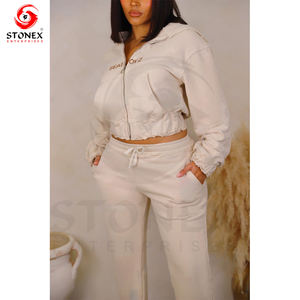 Vêtements de sport personnalisés de haute qualité, haut de sport en coton molletonné pour femmes, sweat-shirts à capuche, pantalons de survêtement, ensembles de survêtement - Product Image 3