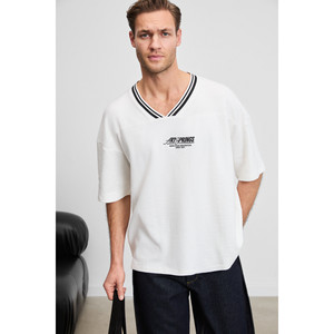 GRIMELANGE CADIZ เสื้อยืดคอกลมปักลายผ้าฝ้ายออร์แกนิก 100% สำหรับผู้ชาย - Product Image 1