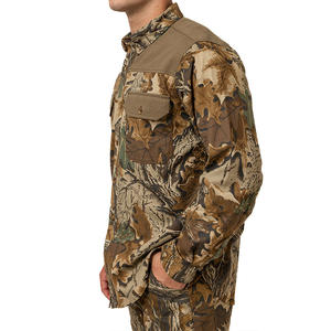 최신 긴 소매 맞춤형 도매 폴리에스터 스판덱스 남성용 낚시 하이킹 셔츠 카모 인쇄 야외 대피소 사용 낚시 셔츠 - Product Image 4