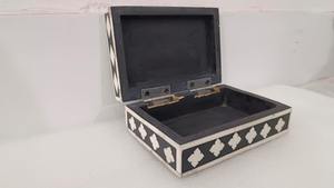 Boîte à bijoux de vadrouille Boîte à bijoux de meilleure qualité en incrustation d'os pour cadeau Boîte en bois à bijoux en incrustation d'os indien de nombreuses couleurs - Product Image 3