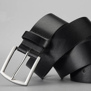 Ceinture classique en cuir véritable lisse pour homme, ceinture de costume formelle, ceinture de luxe en cuir de vachette de designer - Product Image 3