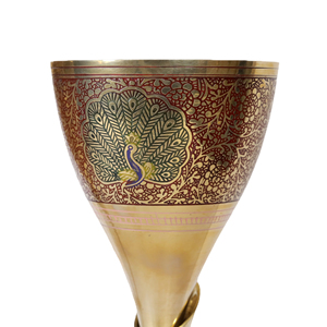 Verre à vin paon rouge traditionnel antique-moderne Design élégant avec placage - Product Image 4