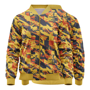 เสื้อแจ็กเก็ตบอมเบอร์ทีมโรงเรียนแฟชั่นสำหรับผู้ชายสไตล์ไฮสตรีทปักลายผ้าแคนวาสคอตั้งมีซิปด้านหน้า - Product Image 1