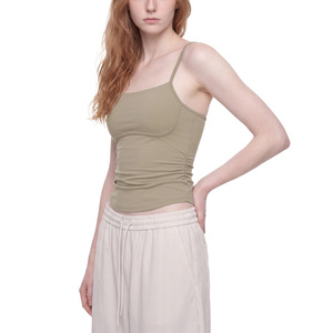 Camiseta sin mangas de yoga fruncida para mujer, talla grande, transpirable, con estampado de leopardo, top deportivo - Product Image 5