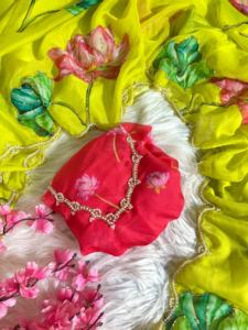 Dernière belle tenue Pure Soft Teby Silk Saree Blouse avec des impressions numériques fleur et coupe à la main Dana Moti travail exportateur indien - Product Image 2