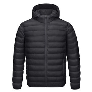 Veste matelassée à capuche pour homme |   Manteau d'hiver matelassé résistant à l'eau et écologique |   Veste coupe-vent épaisse pour le ski et la randonnée en plein air, duvet de canard blanc - Product Image 1
