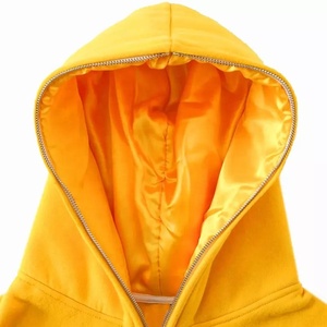 OEM heavyweight streetwear en blanco de gran tamaño de algodón orgánico de lana forro de satén Sudadera con capucha logotipo personalizado de los hombres de cara completa con cremallera Sudadera con capucha - Product Image 3