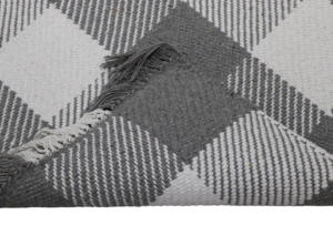 Tapis géométrique moderne en coton durable, tissé à la main, réversible, antidérapant, résistant aux taches, à carreaux, blanc anthracite - Product Image 5