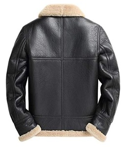 Chaqueta de Cuero Genuino con Forro de Piel Sherpa para Hombre, Estilo Aviador B3, Casual, Retro, con Forro de Piel Cálido, Chaquetas de Cuero para Volar, OEM - Product Image 3