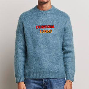 Nouveau arrivé 2025 100% coton col rond mohair hommes chandails logo personnalisé streetwear confortable hip hop baggy homme pull - Product Image 6