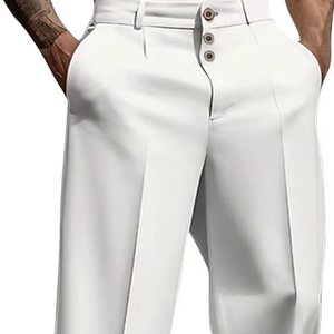 Pantalon habillé décontracté pour homme, style old money vintage, plissé, ample, jambes larges - Product Image 1