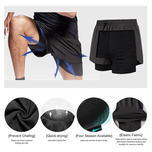 กางเกงขาสั้นเล่นกีฬาแห้งเร็วมีกระเป๋าซิปมีห่วงใส่ผ้าขนหนูซับในสำหรับออกกำลังกายแบบลำลองไซส์ใหญ่พิเศษโลโก้ออกแบบได้ตามต้องการ - Product Image 4