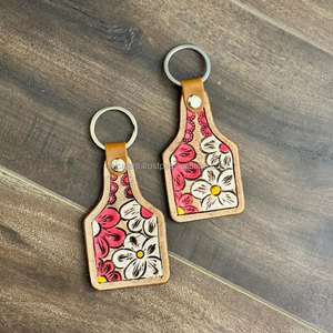 Llaveros de cuero tallados a mano, llaveros de cuero de forma exótica, accesorios de cuero, llaveros bonitos para Unisex - Product Image 3