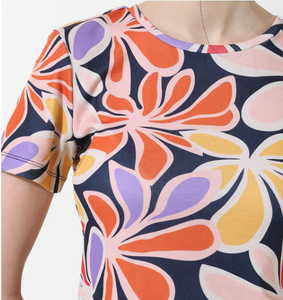 T-shirt côtelé imprimé en coton à manches courtes pour femmes 100% coton T-shirts pour femmes à impression personnalisée de haute qualité - Product Image 4