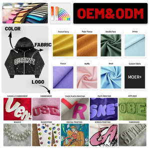 Sweat à capuche personnalisé pour femme, coupe courte et oversize, en coton éponge 450 GSM, délavé à l'acide, avec strass sur le devant, imperméable - Product Image 6