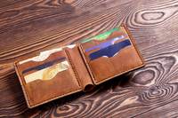 Dompet Pria Kulit Asli Coklat Minimalis Saku Depan Tipis Anti RFID Model Vintage dengan Bukaan Terbuka LBW-0114