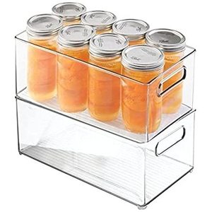 Clear BPA Reinforced Plastic <b>Drawer</b> Baskets with Handles for Kitchen Cabinets & Refrigerators (4 Pack) - Product Image 3