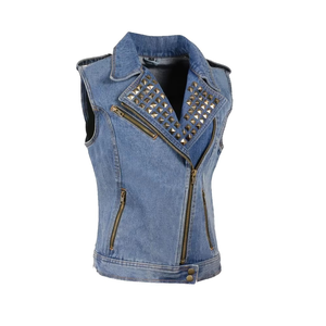 Gilet en jean unisexe pour homme et femme, nouveau design tendance, sans manches, veste de cow-boy, gilet en jean à capuche pour femme, fabrication en usine - Product Image 5