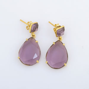 Pendiente de Plata de Ley 925 superventas con piedra preciosa de cuarzo amatista rosa, joyería de moda chapada en oro para mujer para boda - Product Image 4