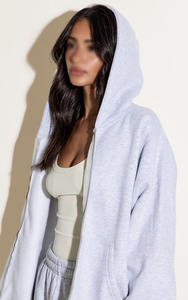 Women Embroidery Knitted 100% Cotton <b>Fleece</b> <b>Hoodies</b> Full Zip Front Relaxed Oversized Fit Soft Touch Streetwear High-Quantity - Product Image 3