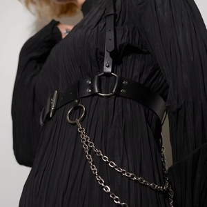 Arnés de cadena de cuero negro de talla grande Cinturón de cuerpo hecho a mano Moda Body - Product Image 2