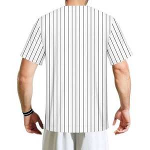 Vêtements de baseball et de softball en gros, polyester tendance, design rayé personnalisé par sublimation, maillot de baseball, col en V, vêtements de sport pour adultes - Product Image 5