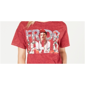 T-shirt Crop Vintage da Donna con Stampa Grafica Rossa, Taglie dalla S alla 2XL, in Jersey Traspirante, Vestibilità Slim, Decorazione Floreale Frida Animata - Product Image 2