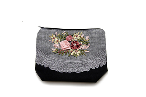 High Quality Fashion Holders Luxury Wholesale <b>Purse</b> With Zipper Hand-Sewn Rose Ribbon Lace Fabric From Vietnam - Product Image 4