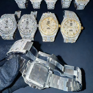 นาฬิกาข้อมือผู้ชายคุณภาพสูง ประดับเพชรเต็มหน้าปัด ชุบทอง หน้าปัดแบบอารบิก ผ่านการทดสอบเพชรโมอิสซาไนต์ ระบบออโตเมติก - Product Image 6