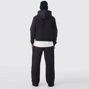 Custom Men <b>Oversized</b> Stacked Tracksuit Eco-Friendly Organic Cotton Fleece 2 Piece Set Graphic Printed Hoodie and Stacked <b>Joggers</b> - Product Image 2