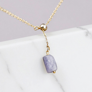 Raw Tanzanite Gemstone Tube Charm <b>Necklace</b> - 925 <b>Silver</b> Gemstone Pendant Chain - 925 <b>Silver</b> Fashion Chain Jewelry - Product Image 1