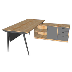 Bureau de direction en bois naturel HBCO052, style contemporain de luxe, design à une seule jambe et avec armoire, mobilier de bureau ou table d'ordinateur - Product Image 4